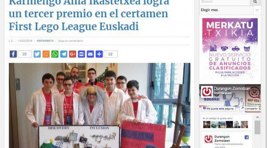 El alumnado de Karmengo Ama diseña uno de los mejores proyectos científicos de Euskadi